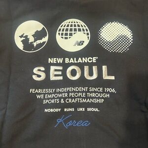 New Balance Seoul Korea Hoodie - Black with White & Blue Print